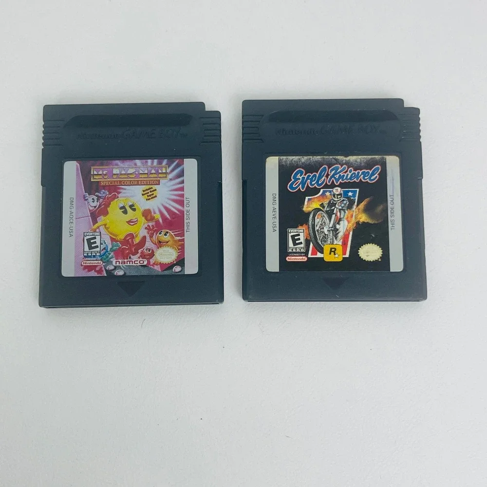 Nintendo Game Boy Color Game Lot Ms Pac-Man Evel Knievel Black Cartridge GBC
